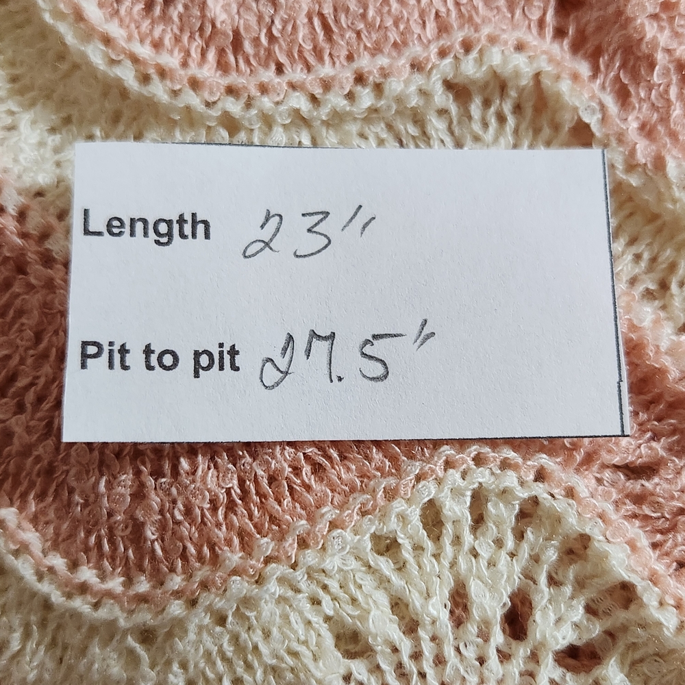 POL Pink and White Oversized Sweater Size Small Pink Distressed Sweater - Picture 2 of 8